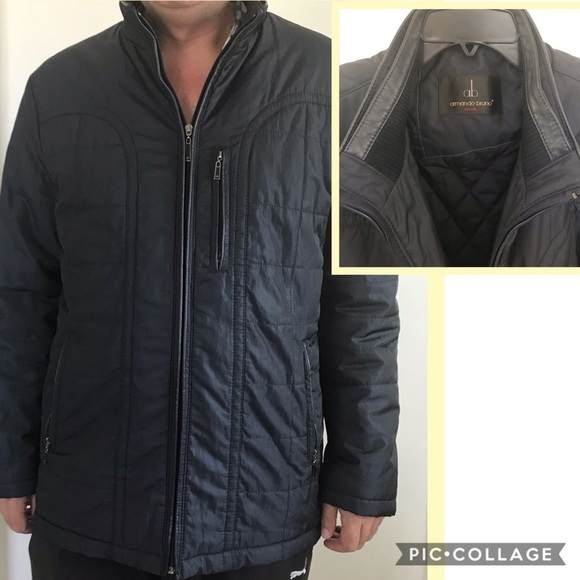 Men's Box-Quilted Down‎ Navy Jacket - Picture 1 of 8